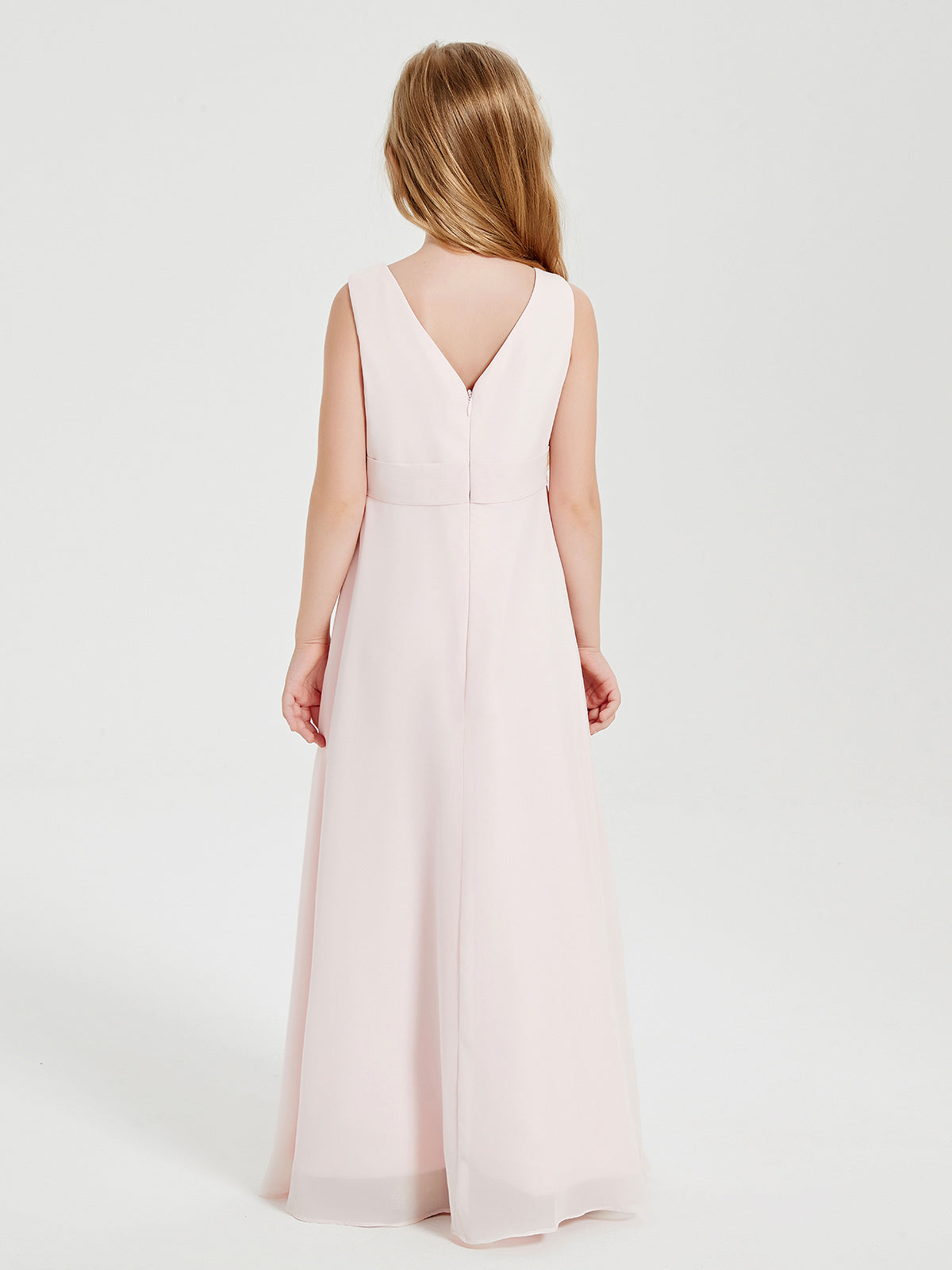 Boho Long Chiffon Bridesmaid Gown Blushing Pink